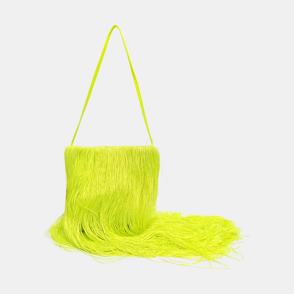 Silk Satin Top Handle Bag Yellow