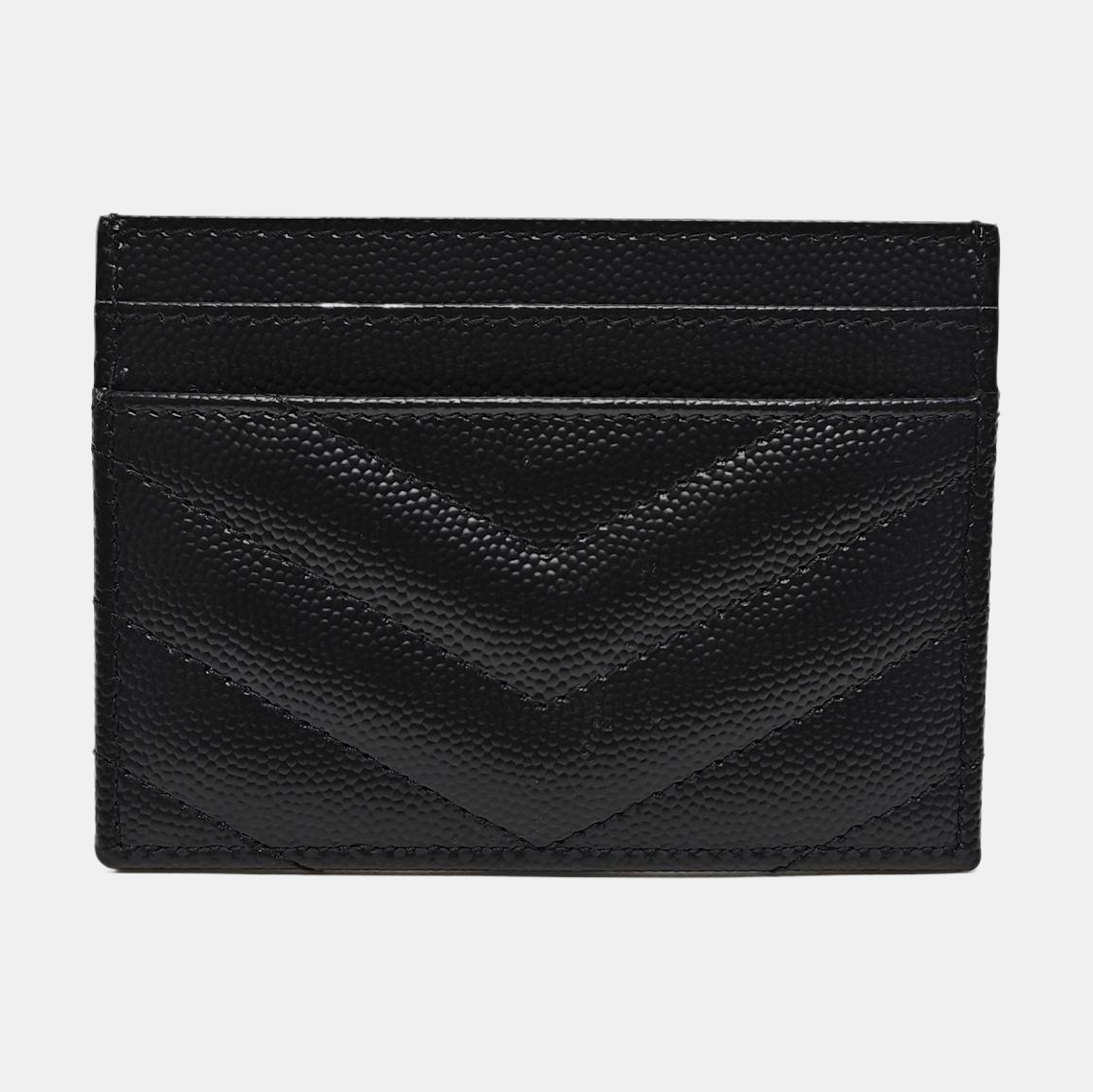 MONOGRAM Chevron Calfskin Black Card Holder