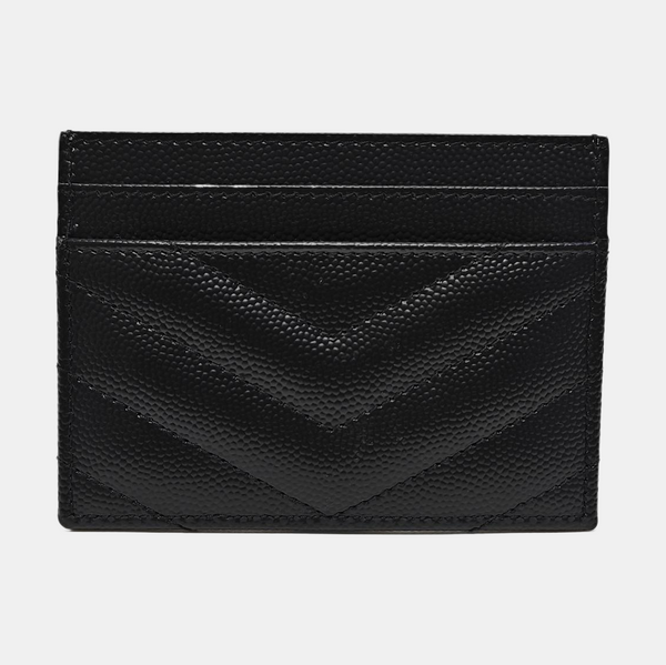 MONOGRAM Chevron Calfskin Black Card Holder