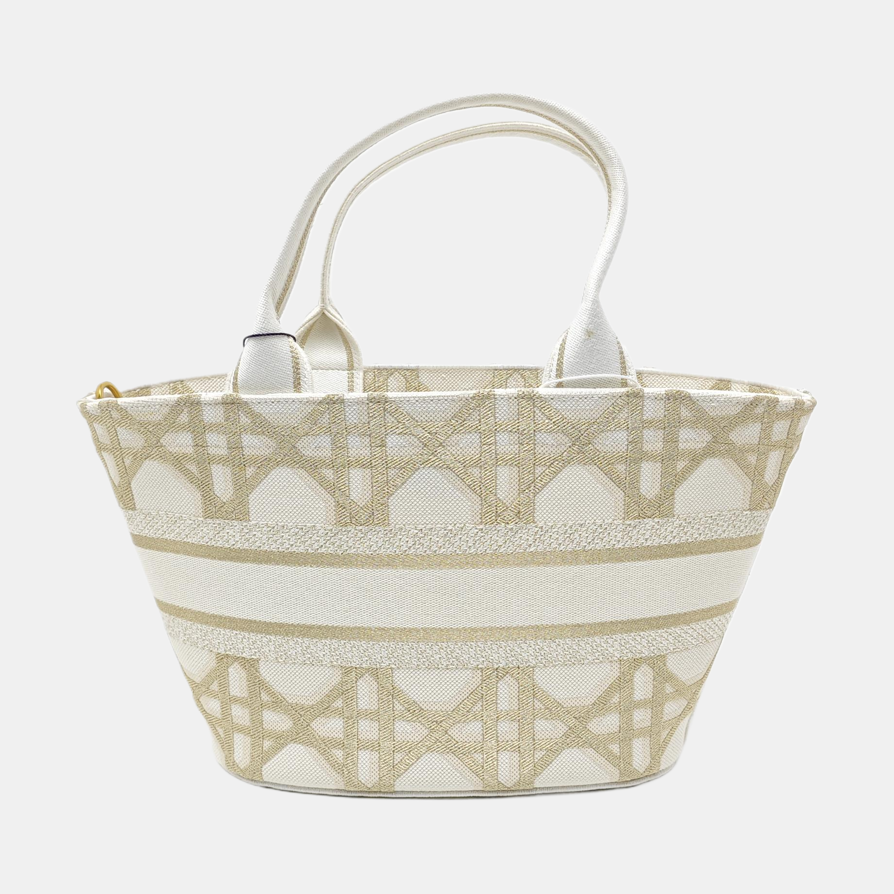 Cannage Canvas Tote Bag White