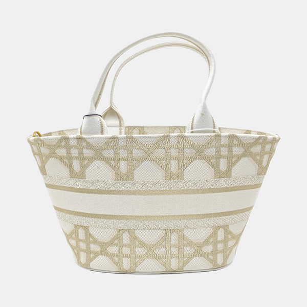 Cannage Canvas Tote Bag White