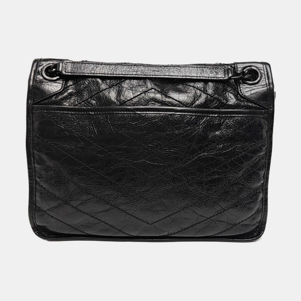 NIKI Medium Chevron Calfskin Black