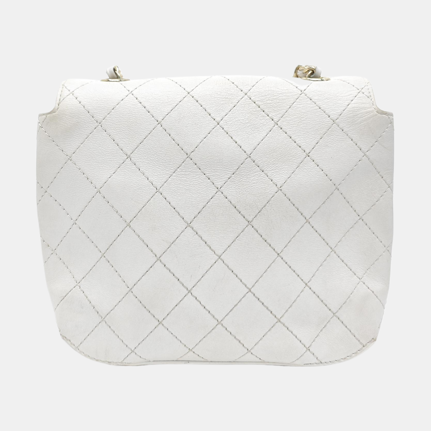 Quilted Calfskin Shoulder Bag White