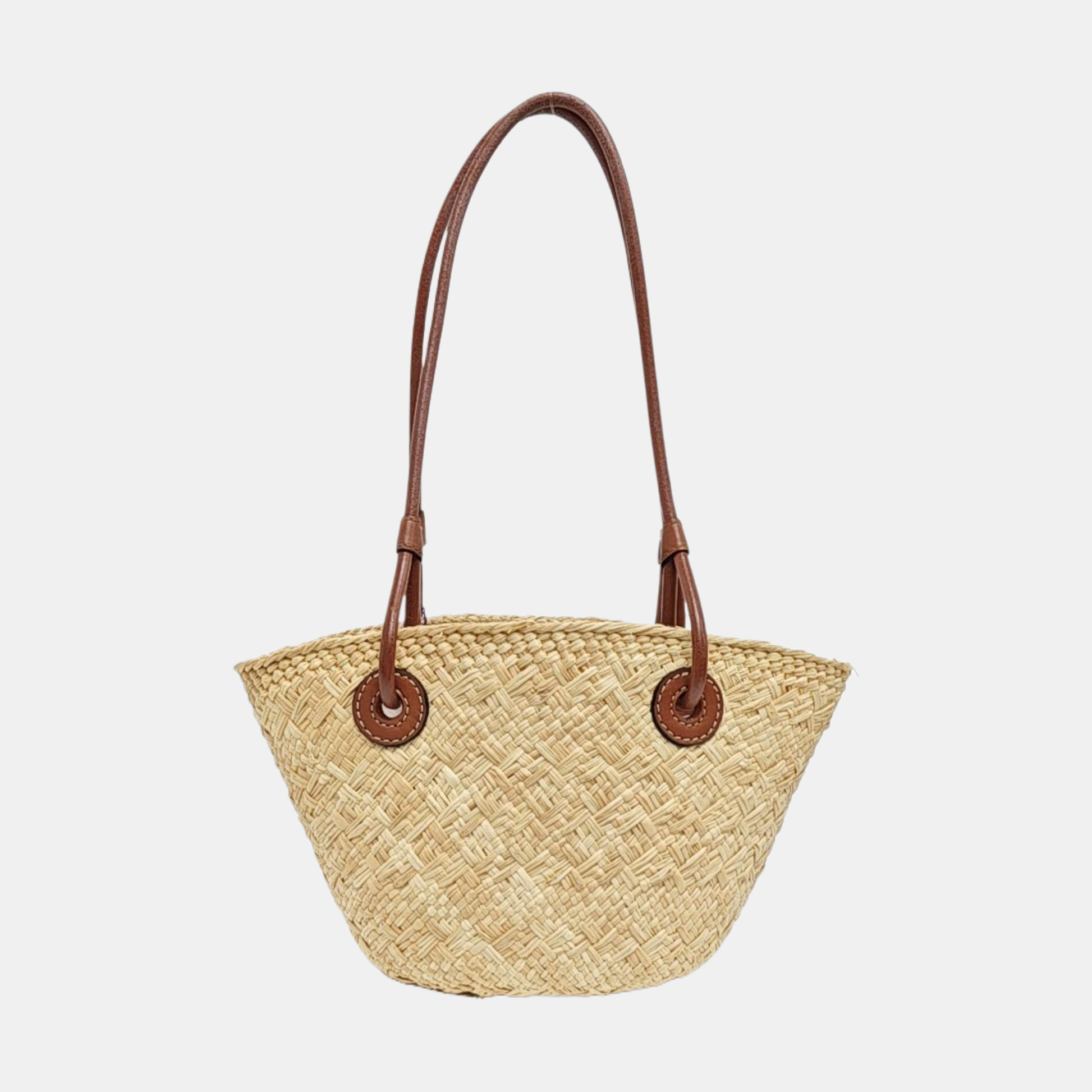 Straw Top Handle Bag Beige