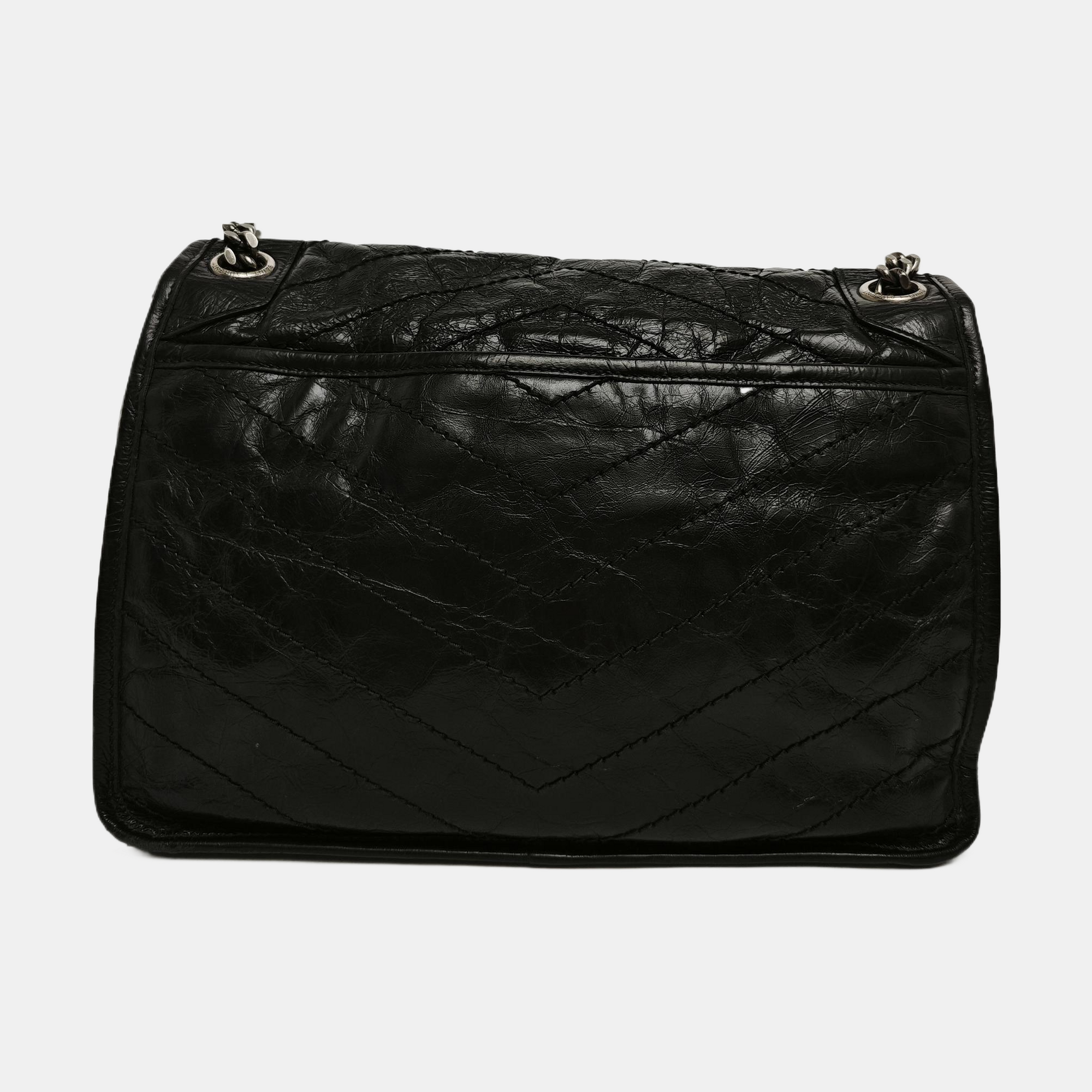 NIKI Medium Chevron Calfskin Black