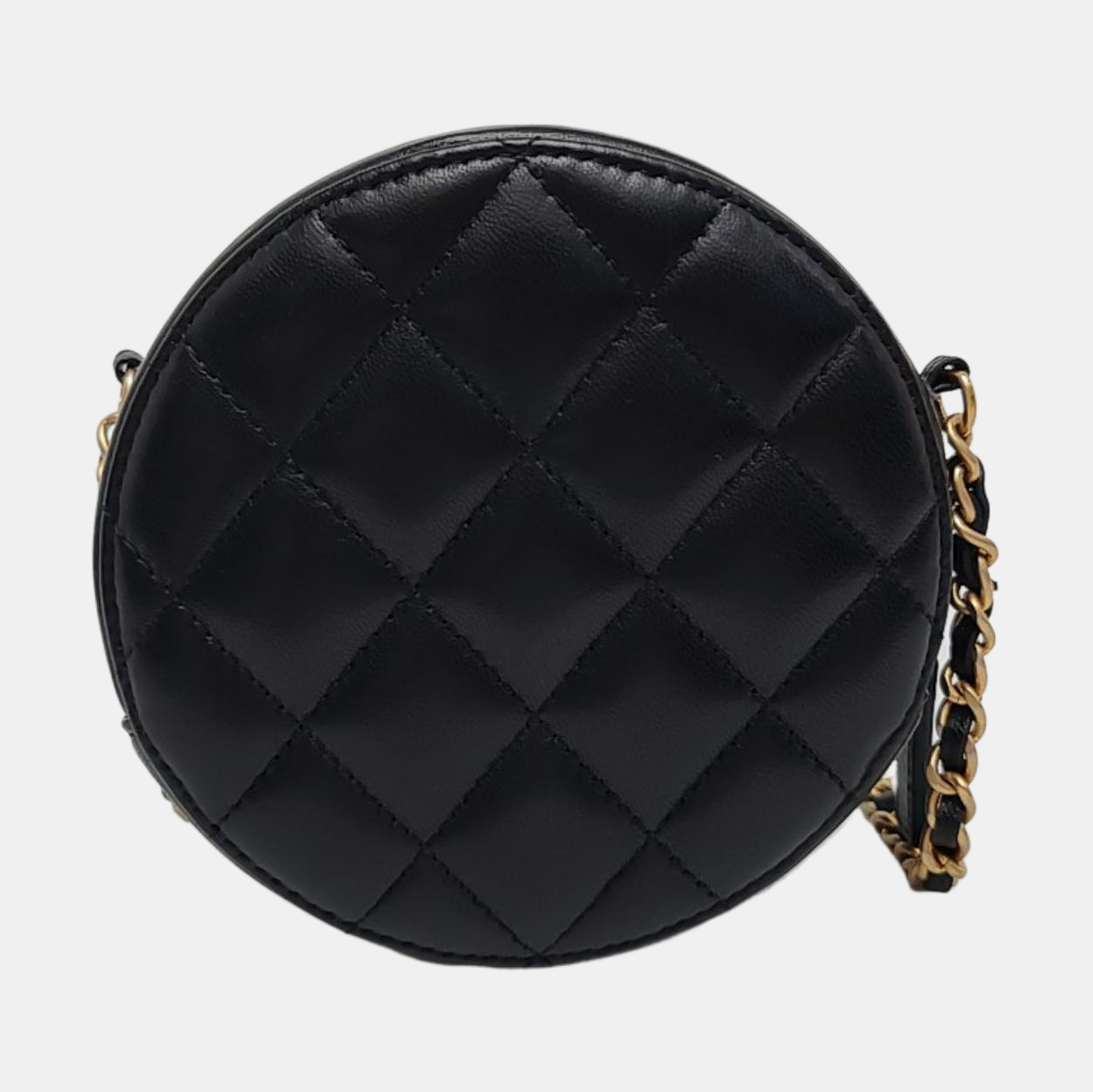 ROUND Quilted Lambskin Black
