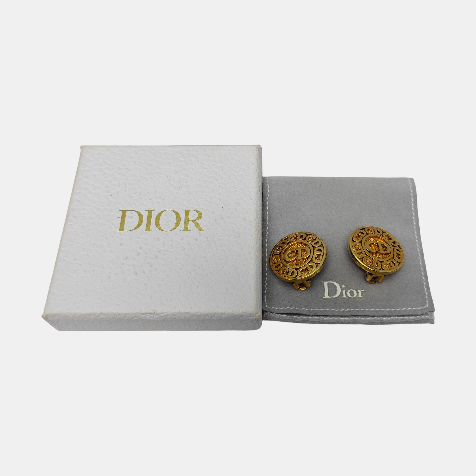Petit CD Metal Gold Clip On Earrings