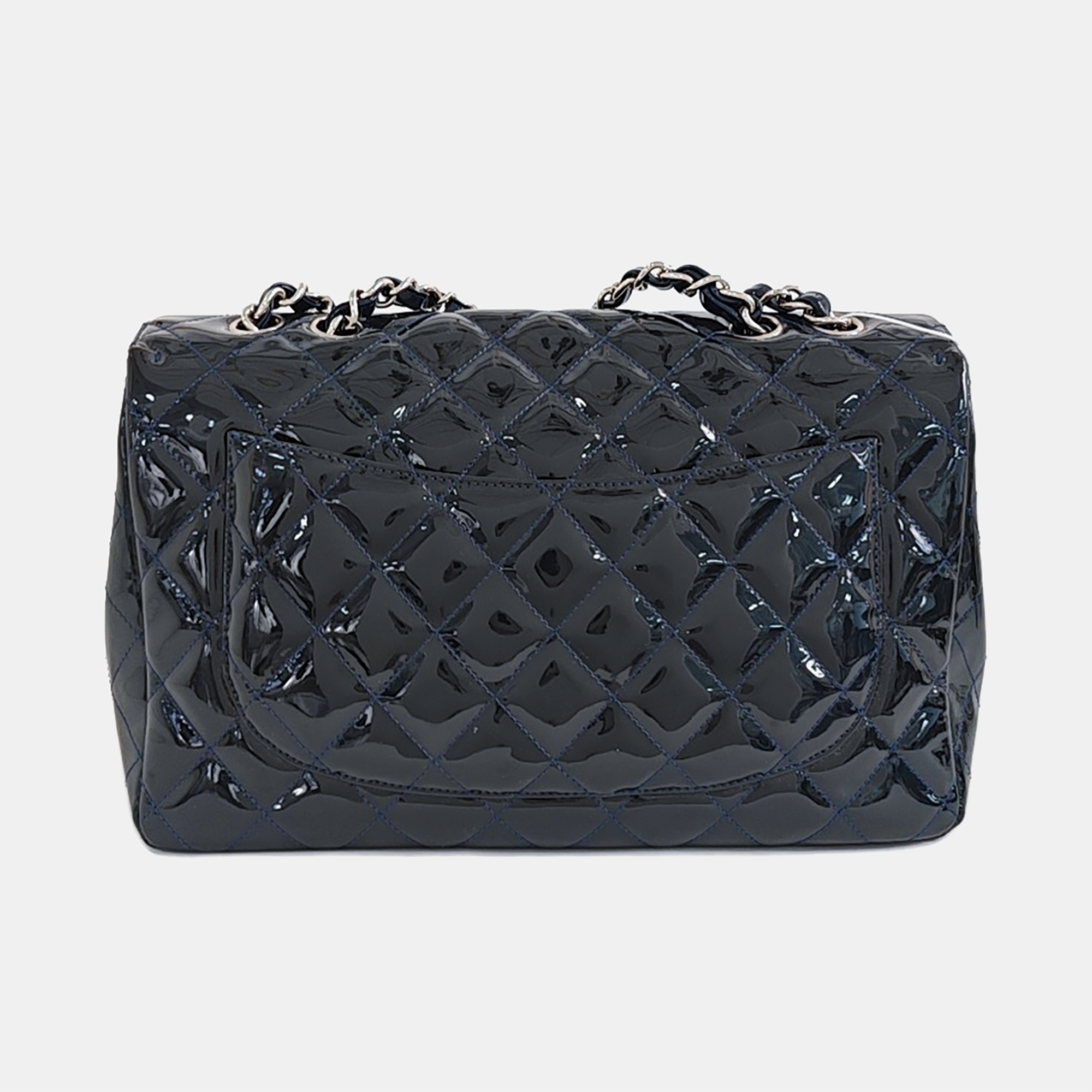 CLASSIC FLAP Jumbo Quilted Patent Leather Blue