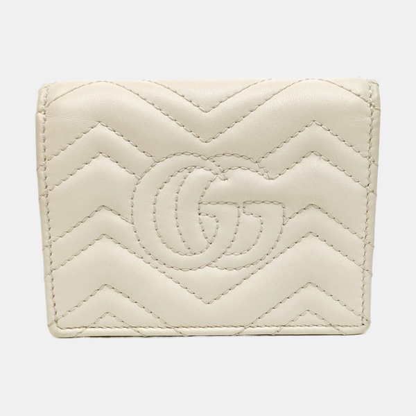 GG Marmont Mini Quilted Calfskin White Wallet