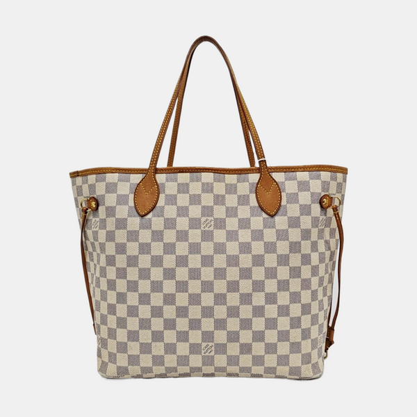 Authenticated pre-owned  NEVERFULL MM Damier Azur Coated Canvas White - Tote Bag at Looply
