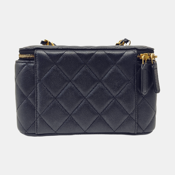 VANITY CASE Small Quilted Grained Calfskin Metallic