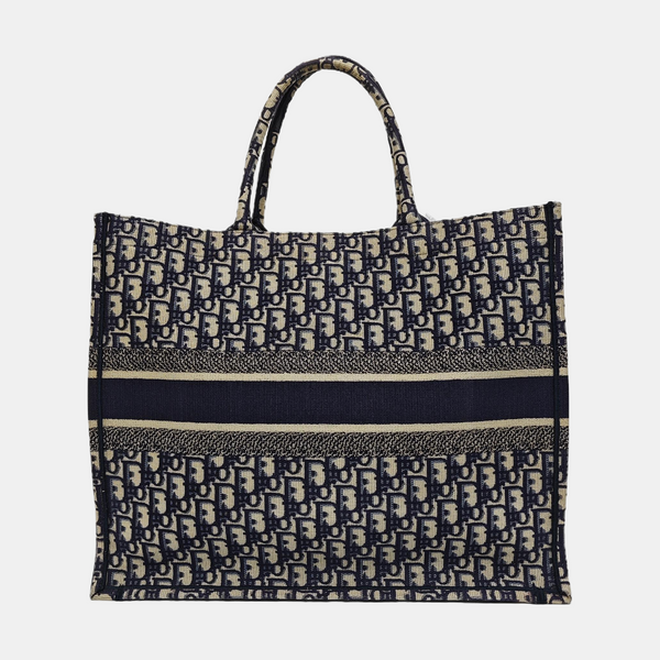 Book Tote Large Oblique Canvas Blue