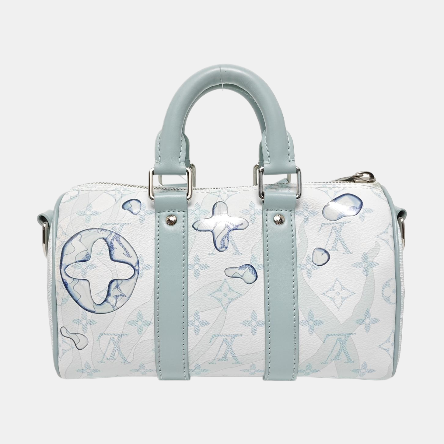 KEEPALL 25 Monogram Coated Canvas Blue