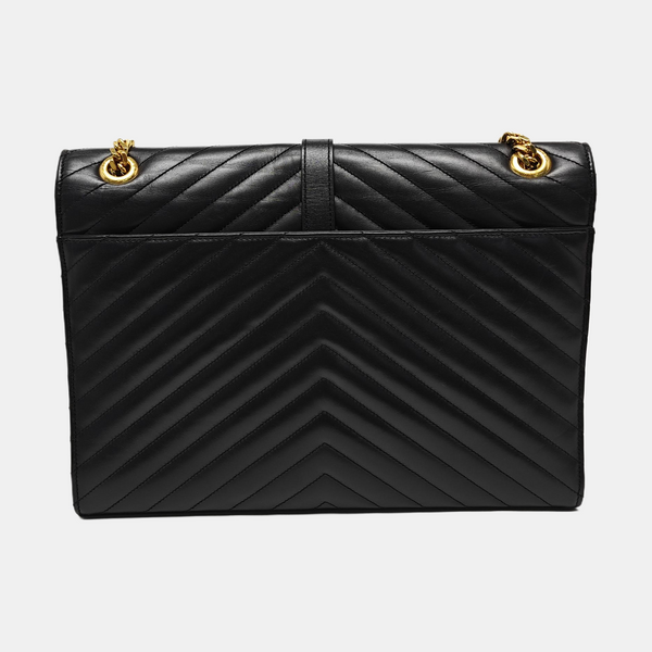 Authenticated pre-owned  ENVELOPE Large Chevron, Quilted Calfskin Black - Shoulder Bag at Looply