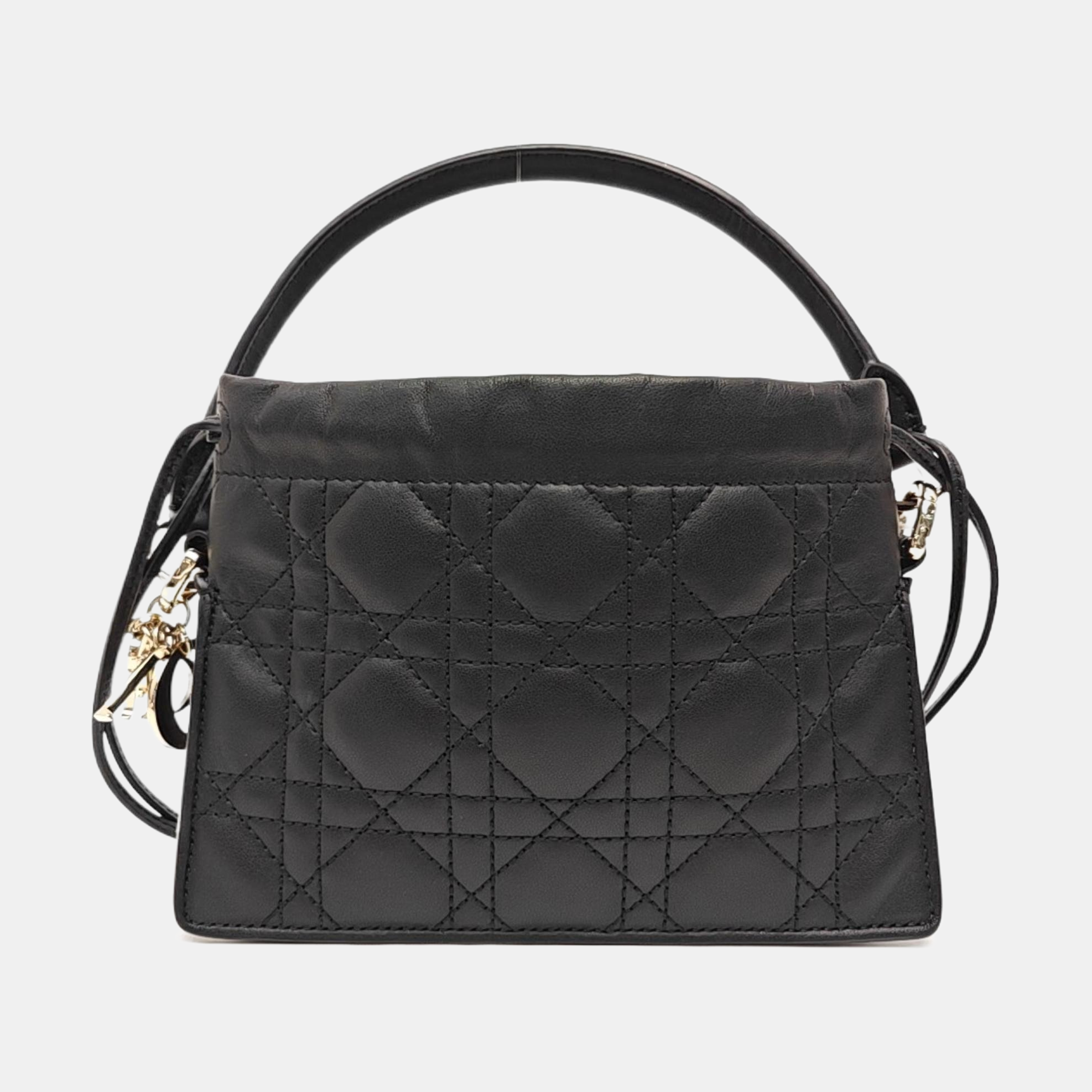 Cannage Lambskin Shoulder Bag Black