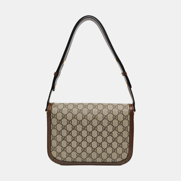 Horsebit 1955 Medium Monogram Coated Canvas Beige