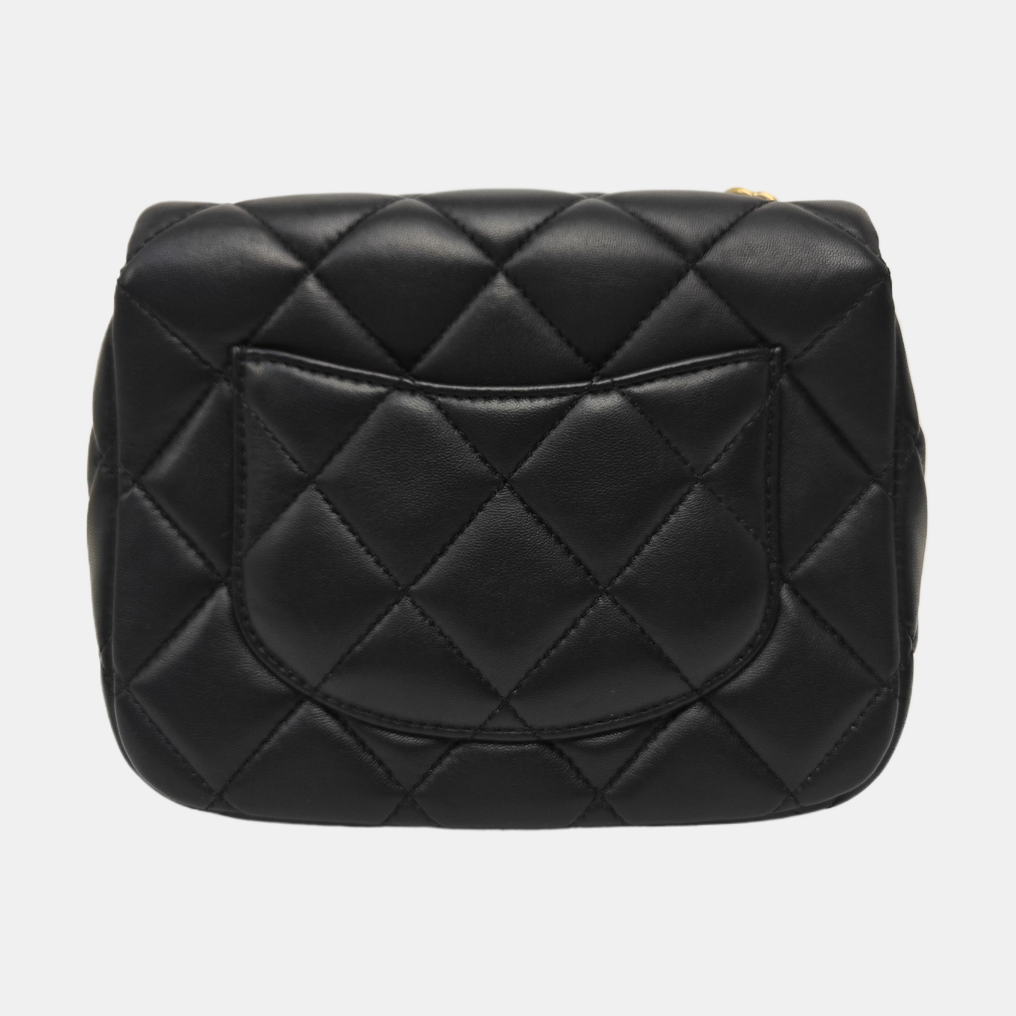 Quilted Lambskin Shoulder Bag Mini Black