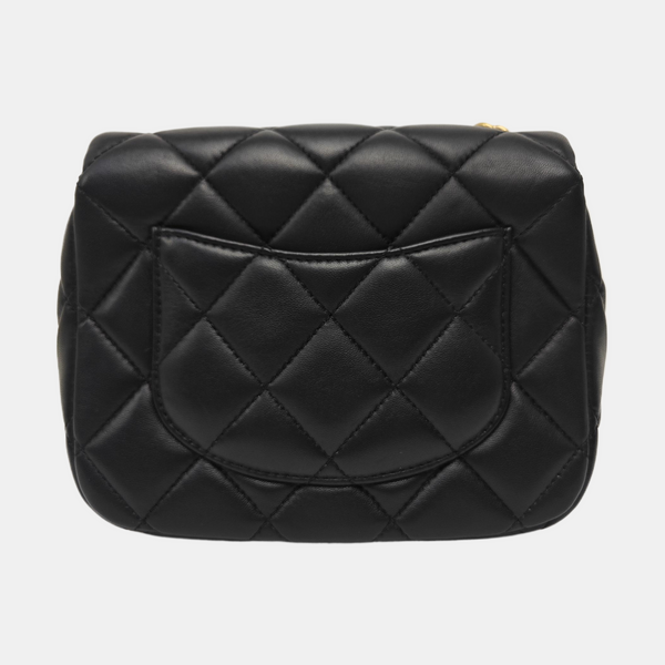 Quilted Lambskin Shoulder Bag Mini Black