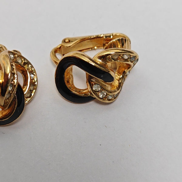 Twist Round Metal Gold Clip On Earrings