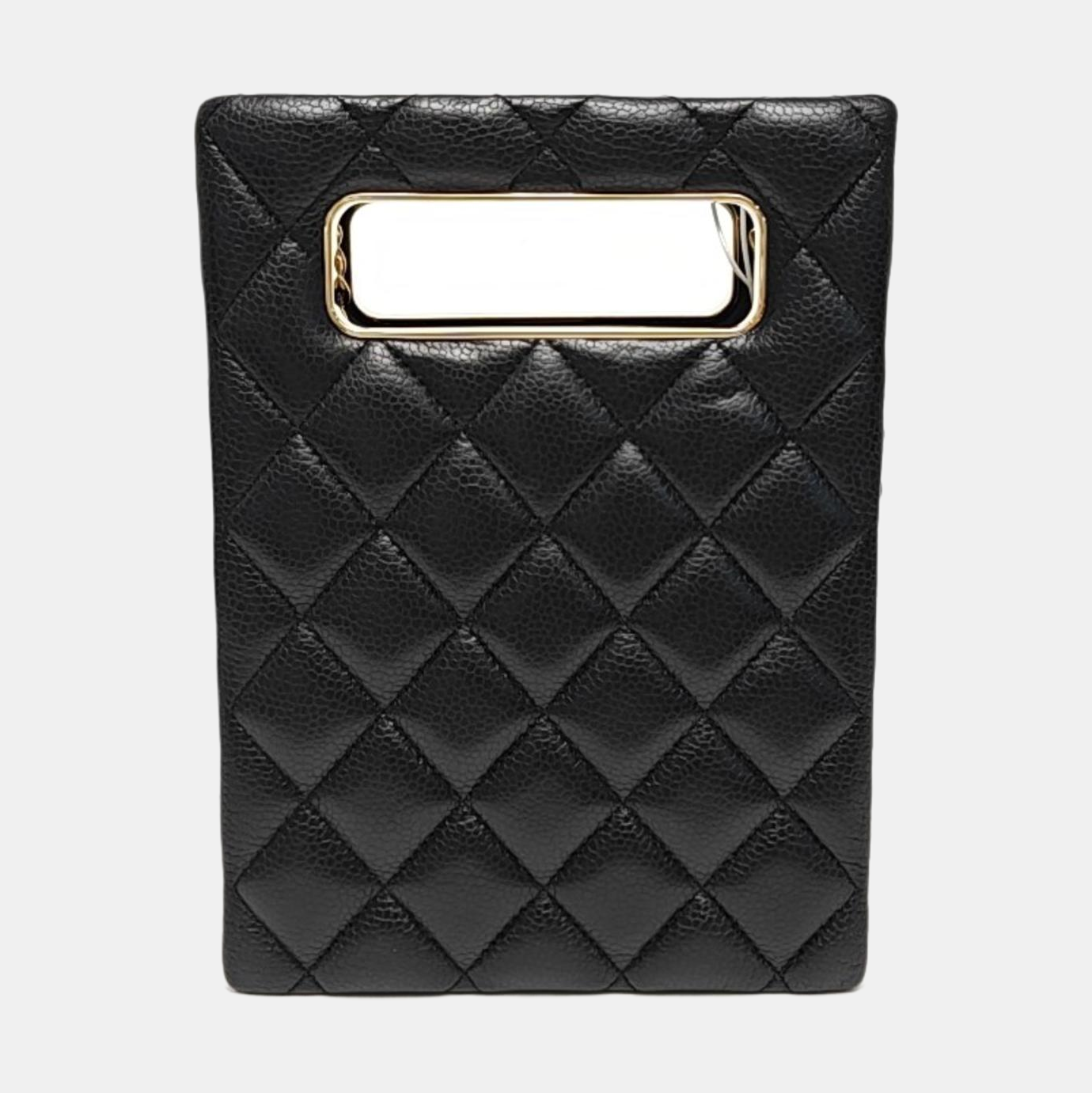 Quilted Grained Calfskin Shoulder Bag Black