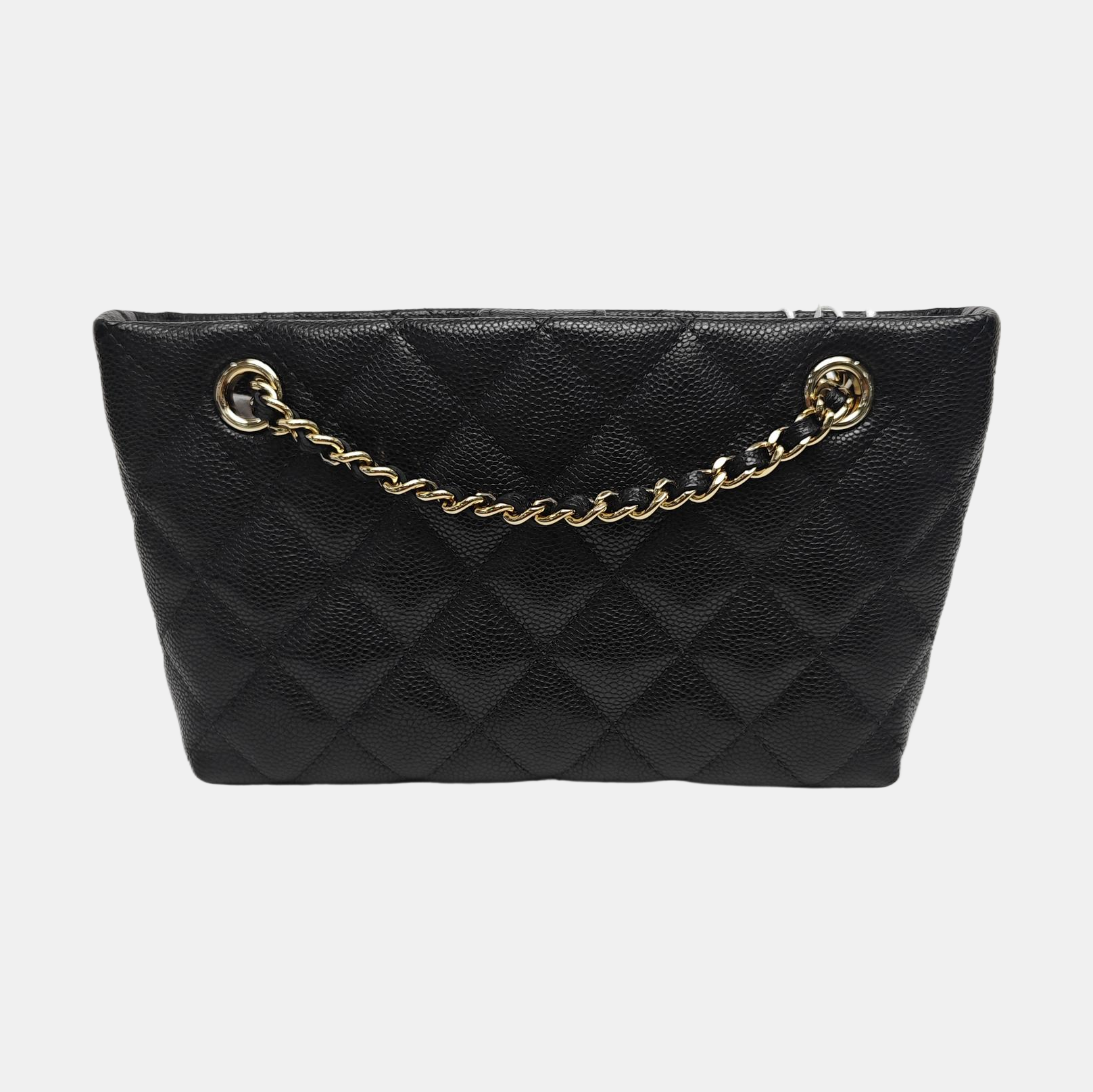 Quilted Grained Calfskin Shoulder Bag Black
