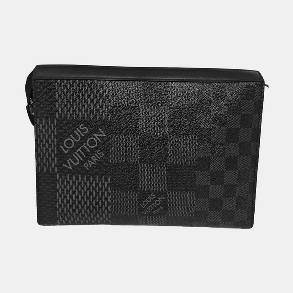 Pochette Voyag MM Damier Graphite Coated Canvas Gray