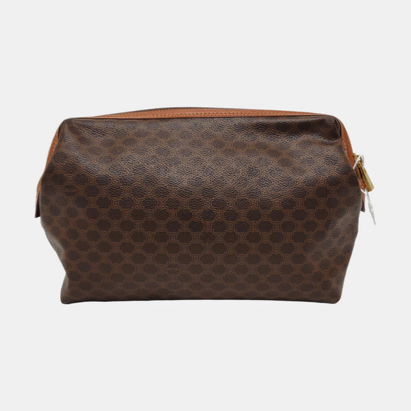 Authenticated pre-owned  MACADAM COSMETIC BAGS Coated Canvas Brown - Clutch at Looply