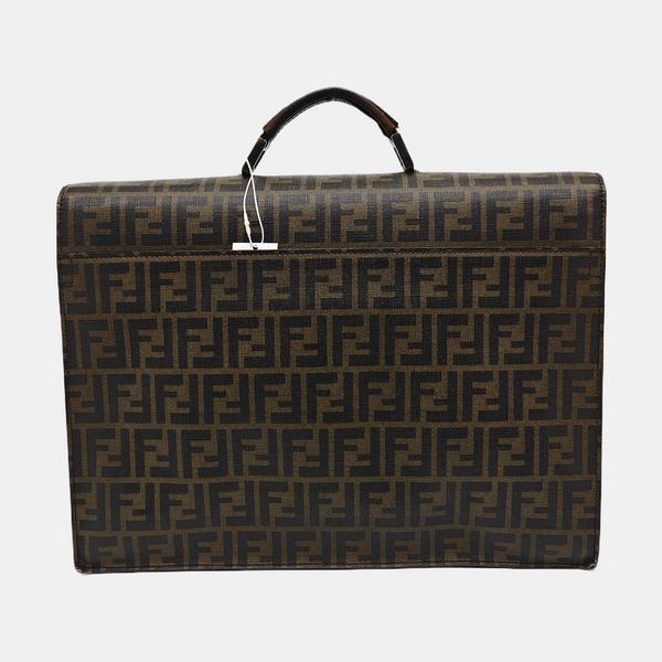 Coated Canvas Top Handle Bag Brown