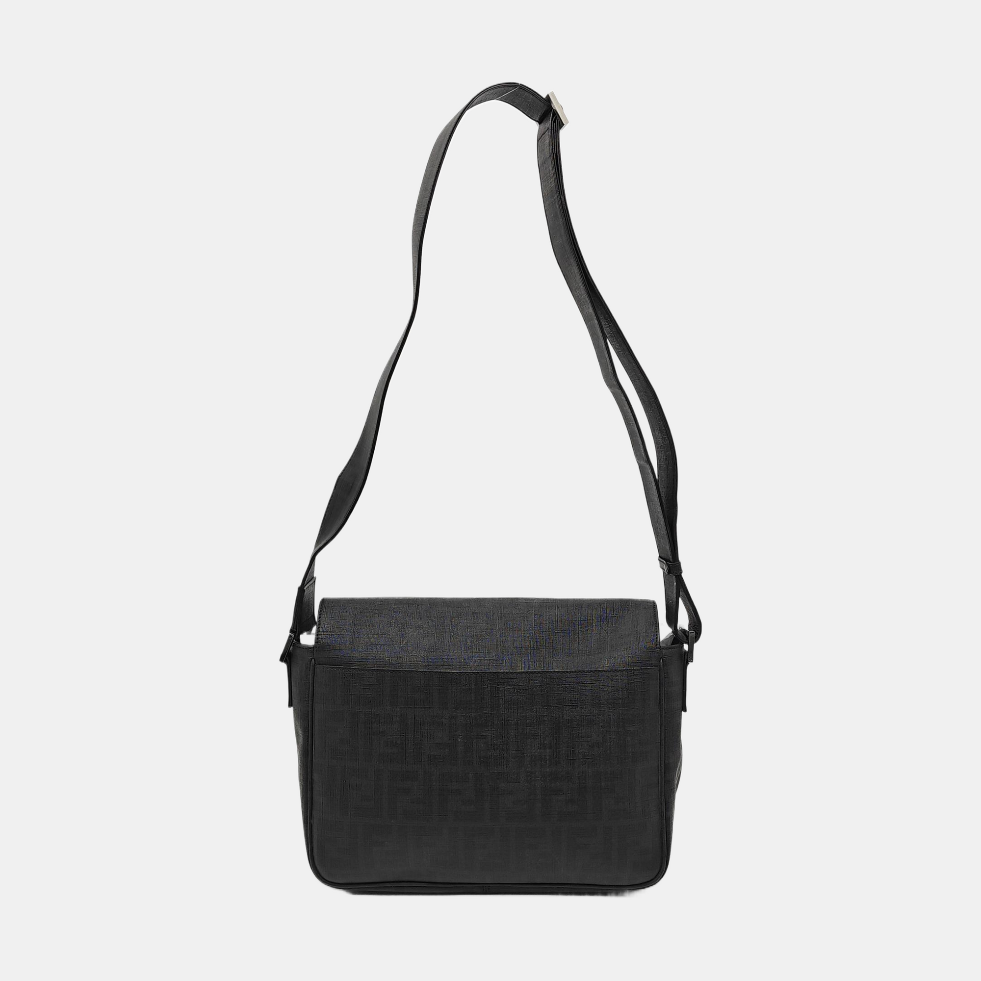 Monogram Coated Canvas Shoulder Bag Black