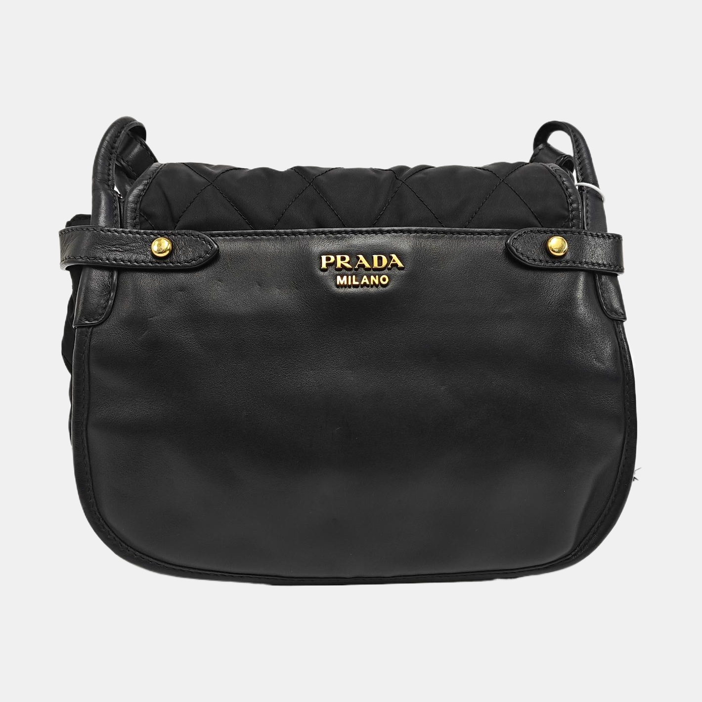 Quilted Nylon Shoulder Bag Black