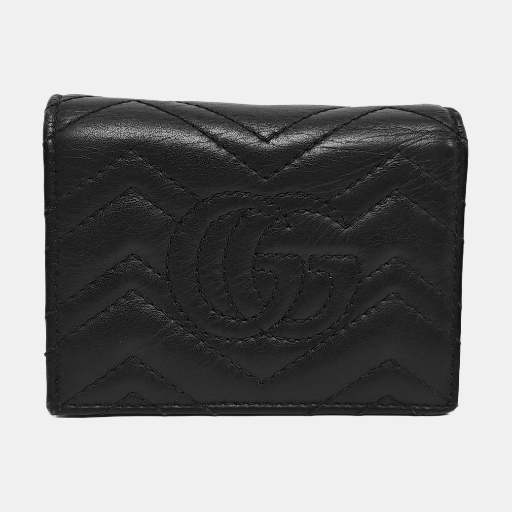 GG Marmont Mini Quilted Calfskin Black Card Holder