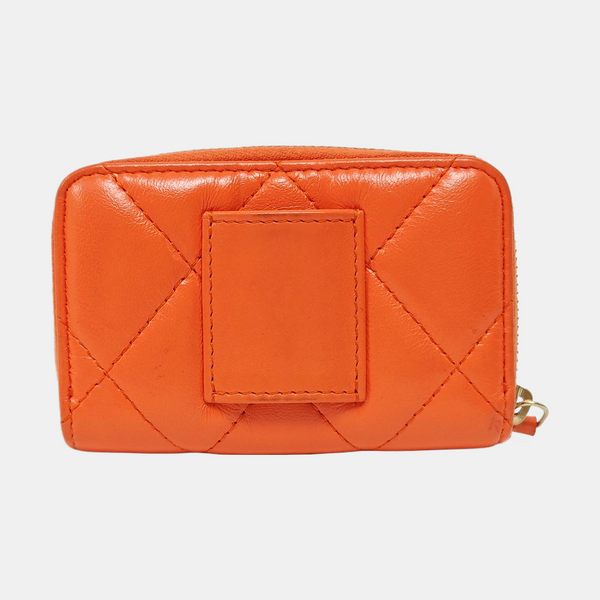 Quilted Lambskin Wallet Orange