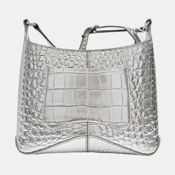 Calfskin Shoulder Bag Small Silver
