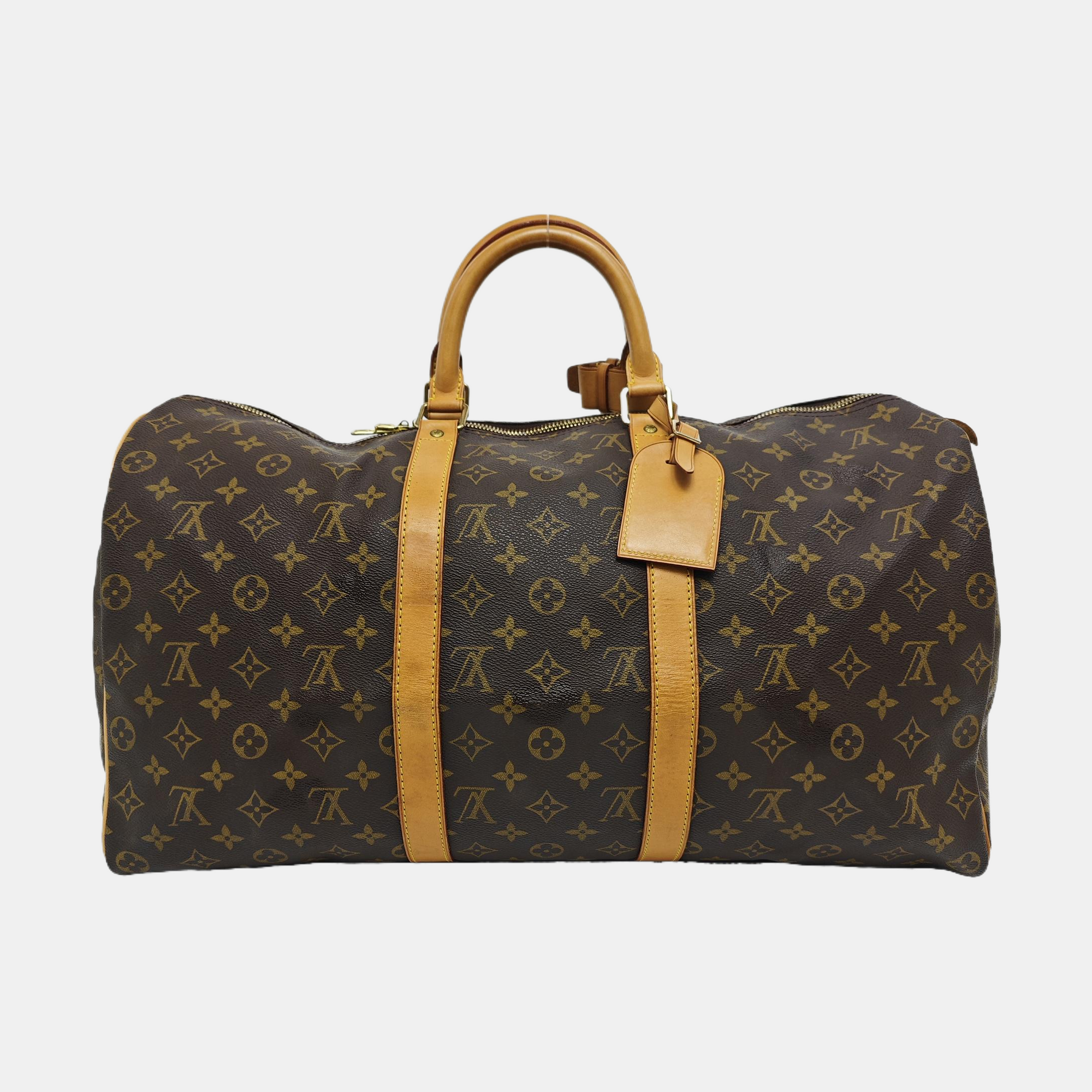 KEEPALL 50 Monogram Coated Canvas Brown