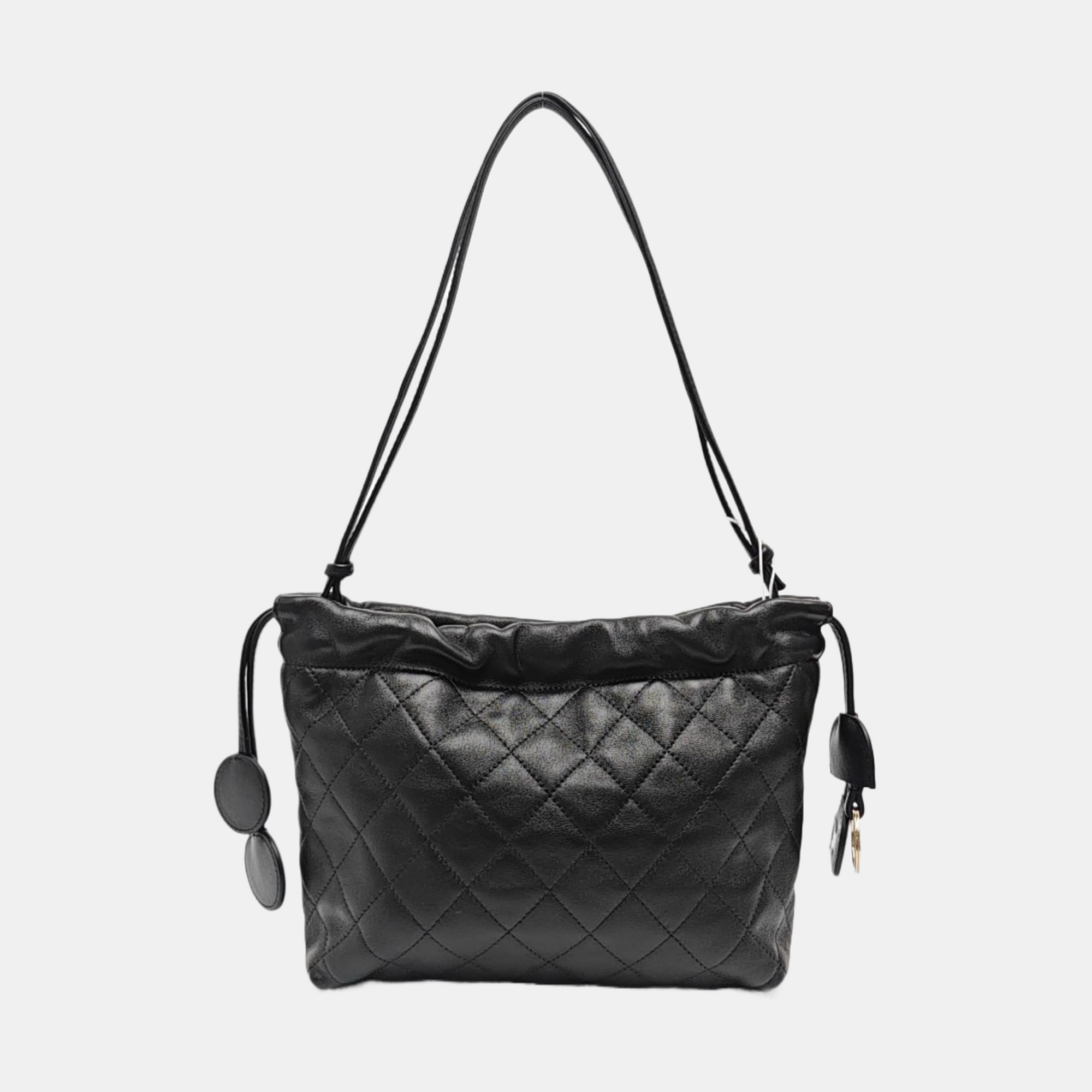 Quilted Lambskin Shoulder Bag Black