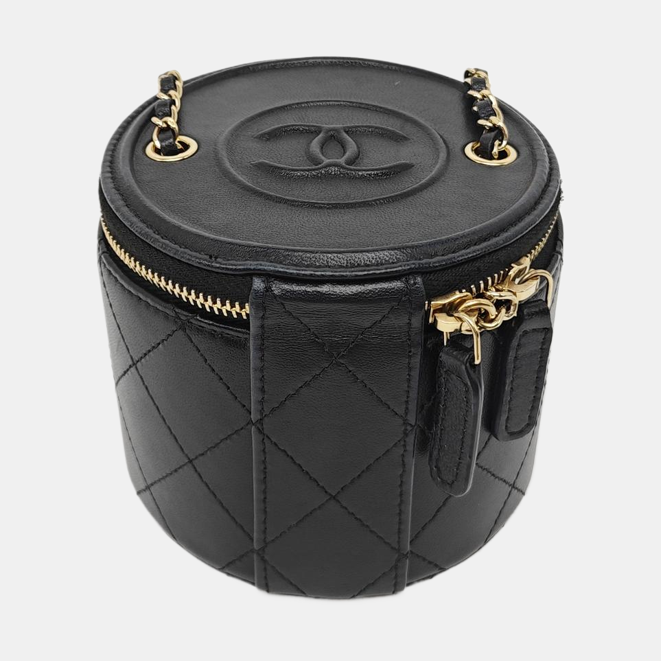 Quilted Lambskin Shoulder Bag Black