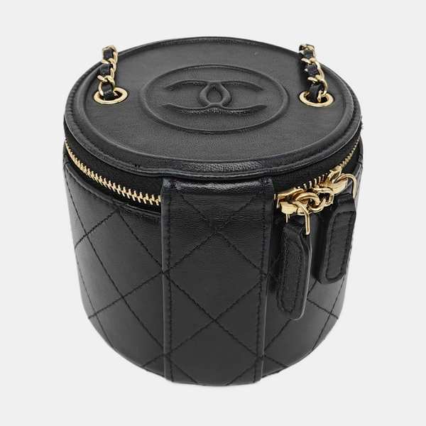 Quilted Lambskin Shoulder Bag Black