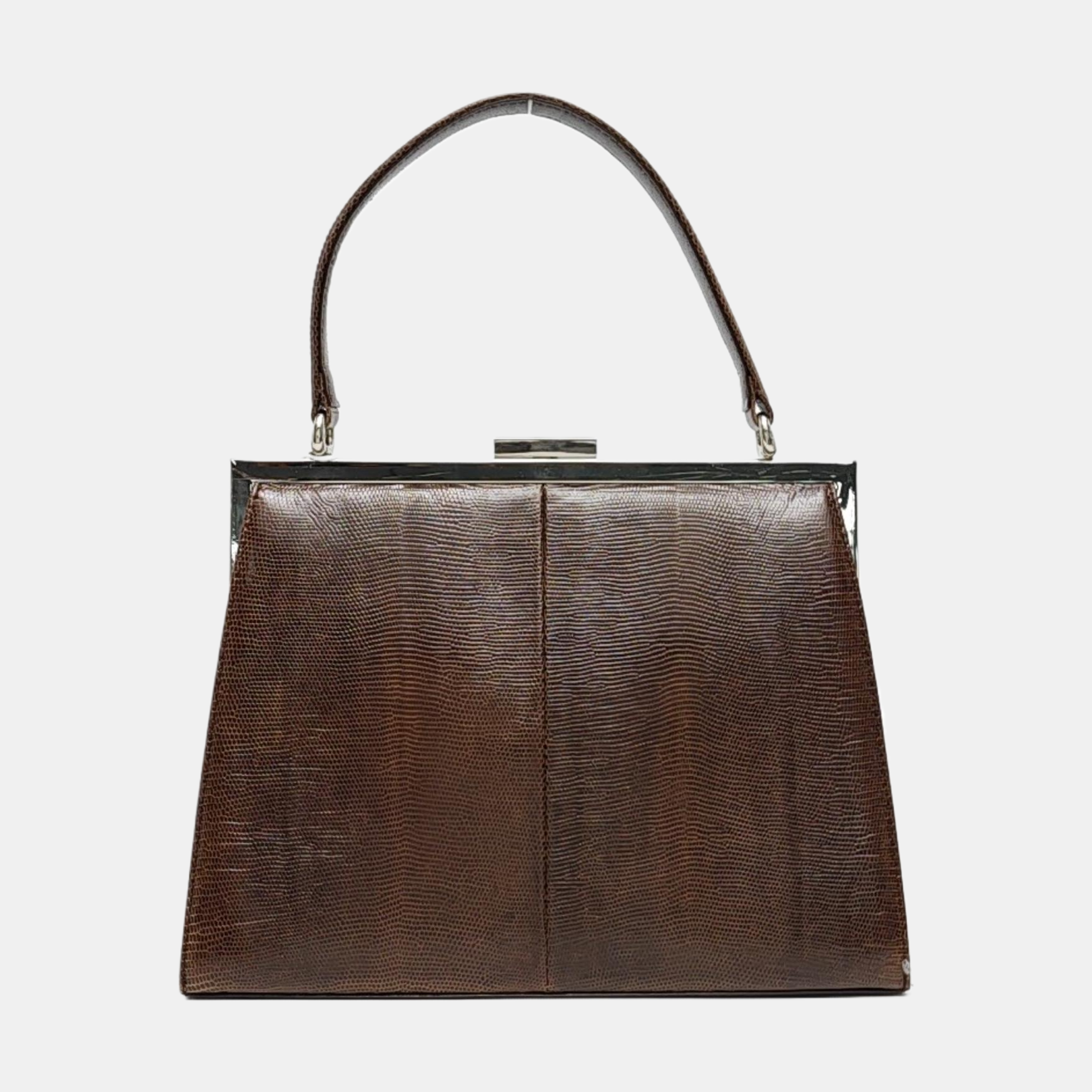 Lizard Top Handle Bag Brown