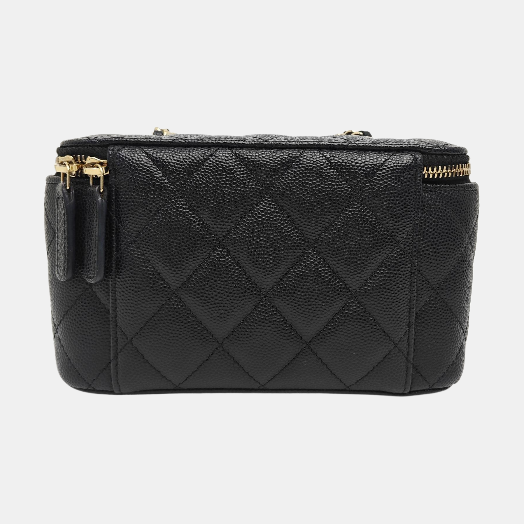 VANITY CASE Small Quilted Grained Calfskin Black