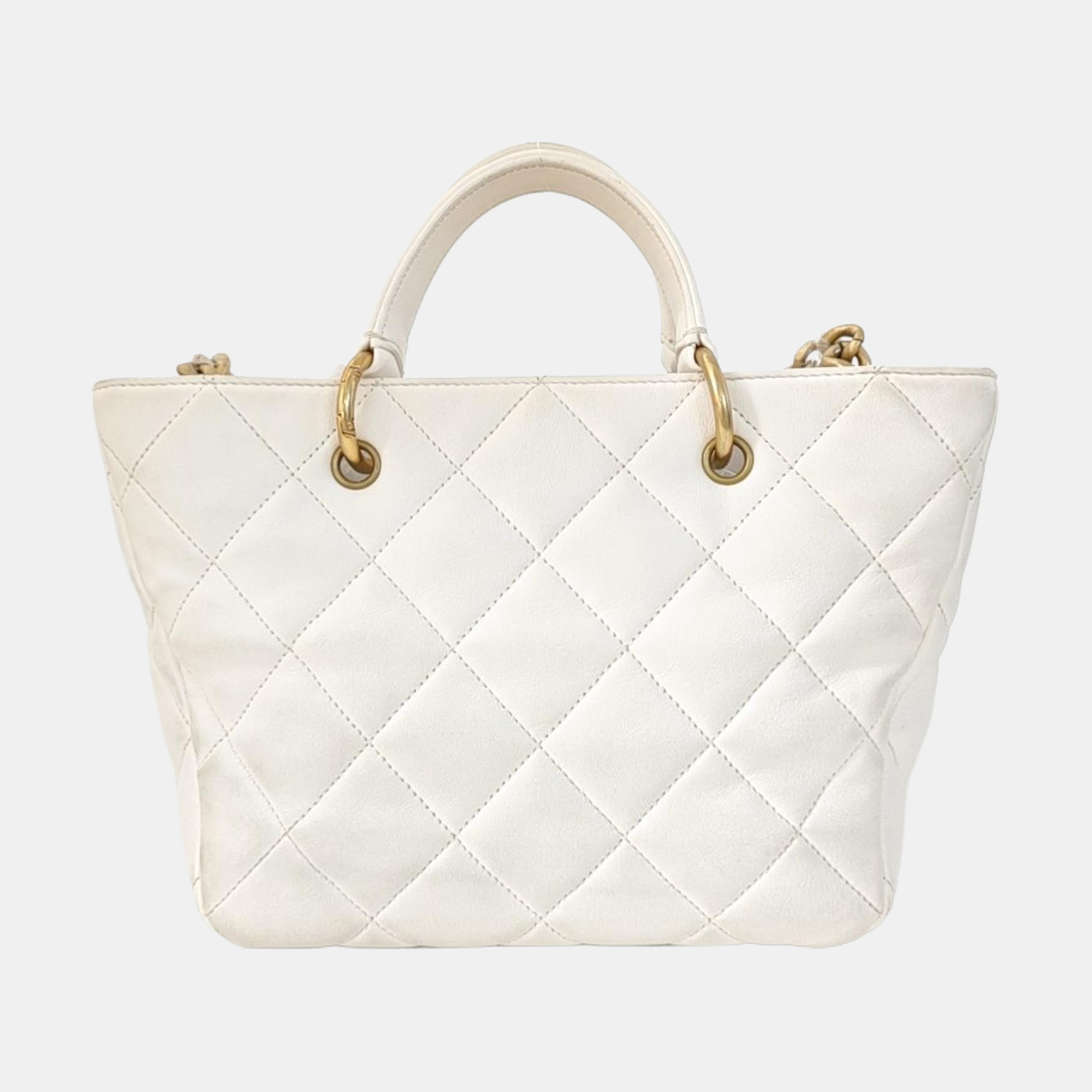 Quilted Lambskin Tote Bag White