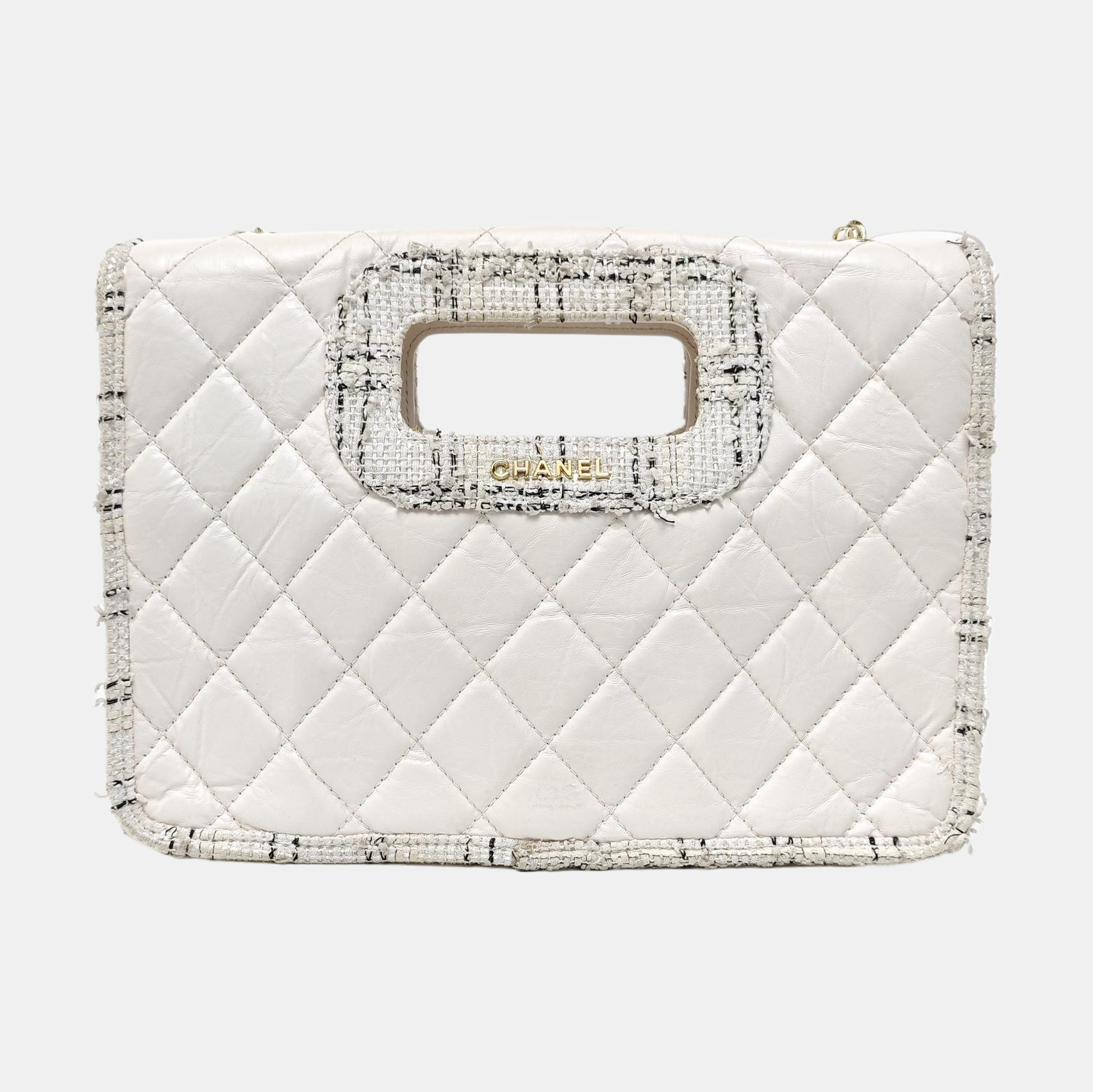 Quilted Calfskin Shoulder Bag White