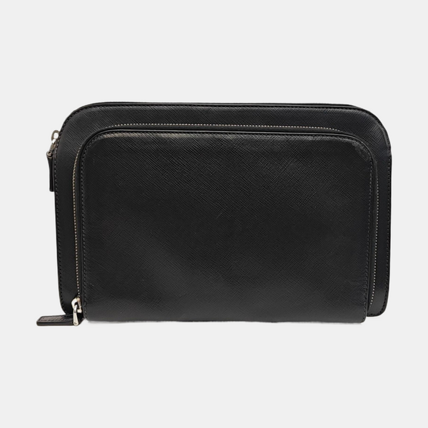 Saffiano Calfskin Clutch Black