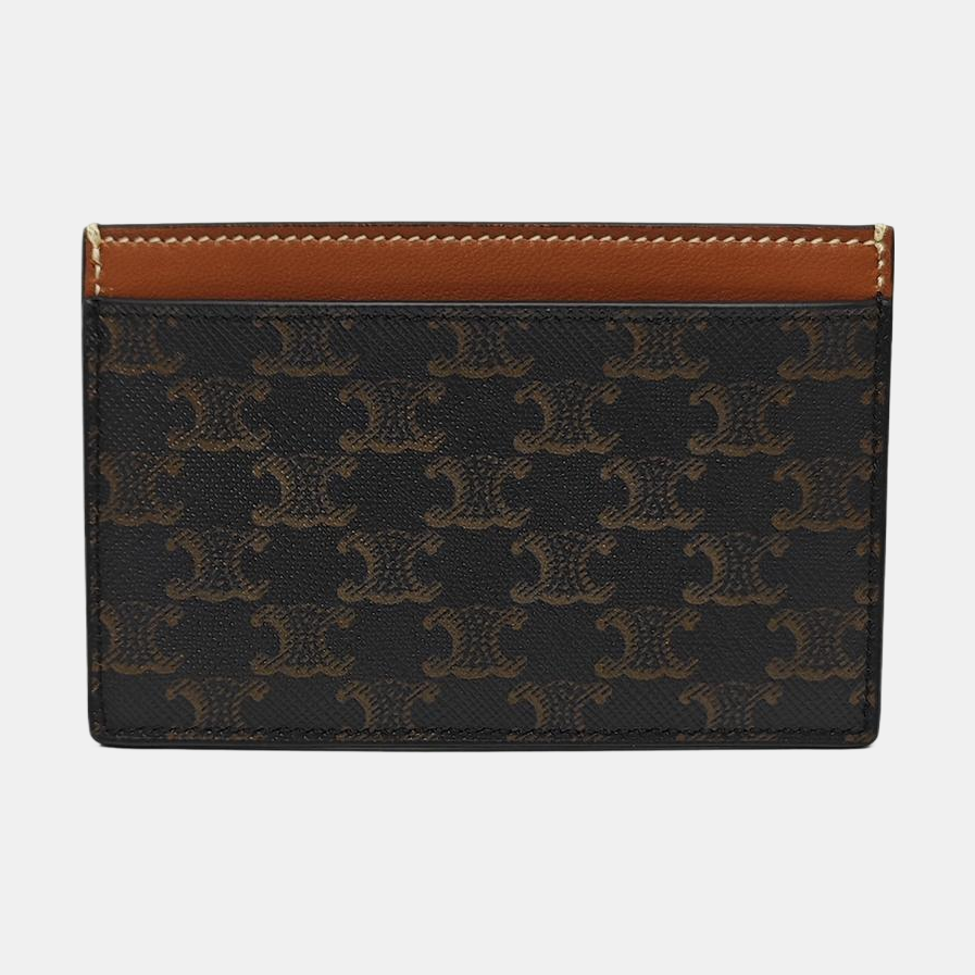Coated Canvas Card Holder Brown