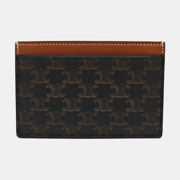 Coated Canvas Card Holder Brown