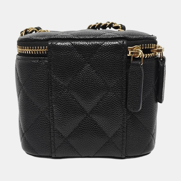 VANITY CASE Mini Quilted Grained Calfskin Black