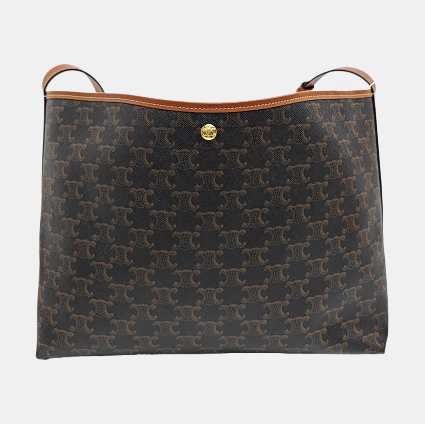 Coated Canvas Shoulder Bag Brown