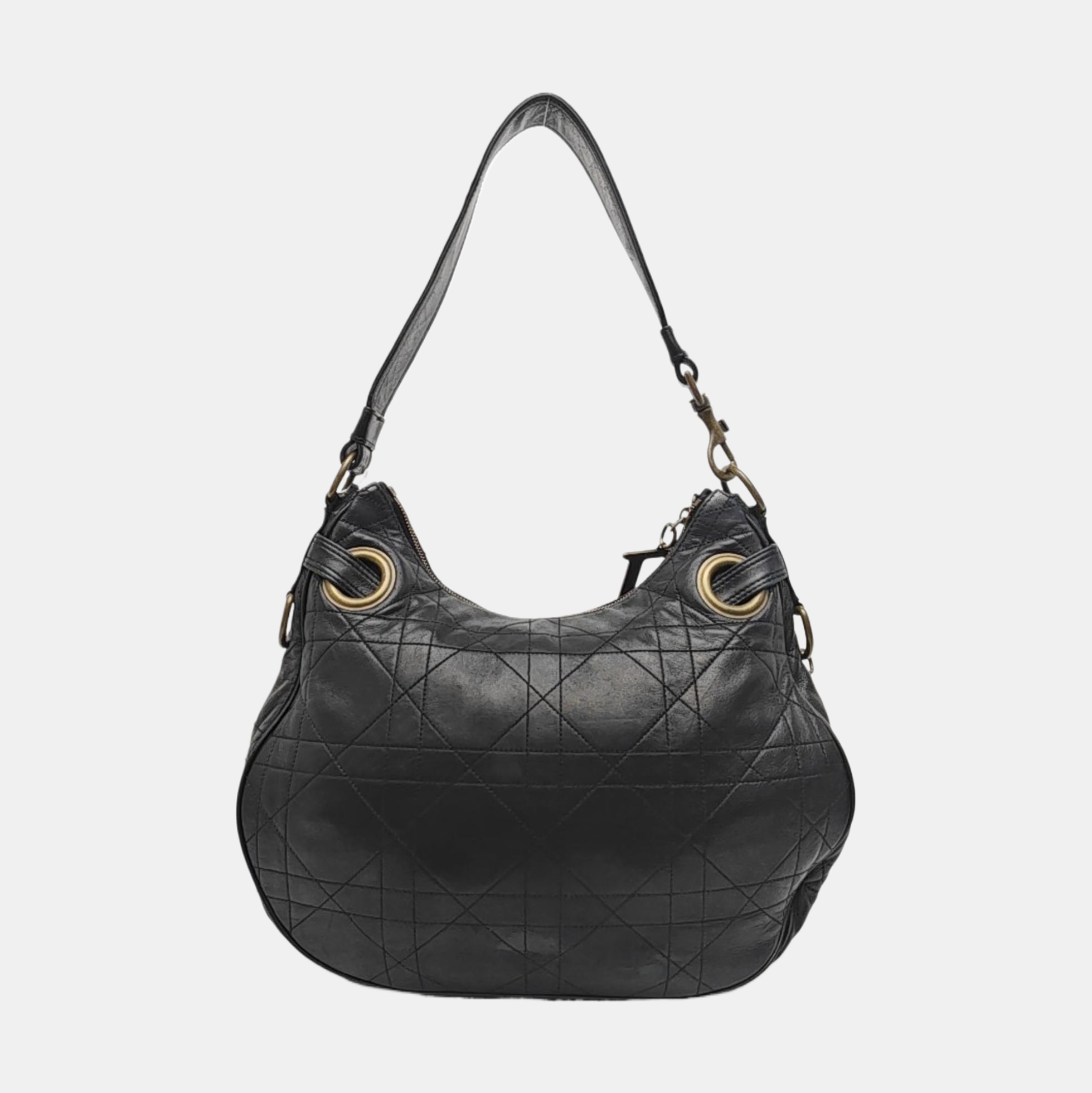 Cannage Lambskin Shoulder Bag Black