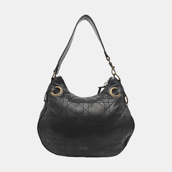 Cannage Lambskin Shoulder Bag Black