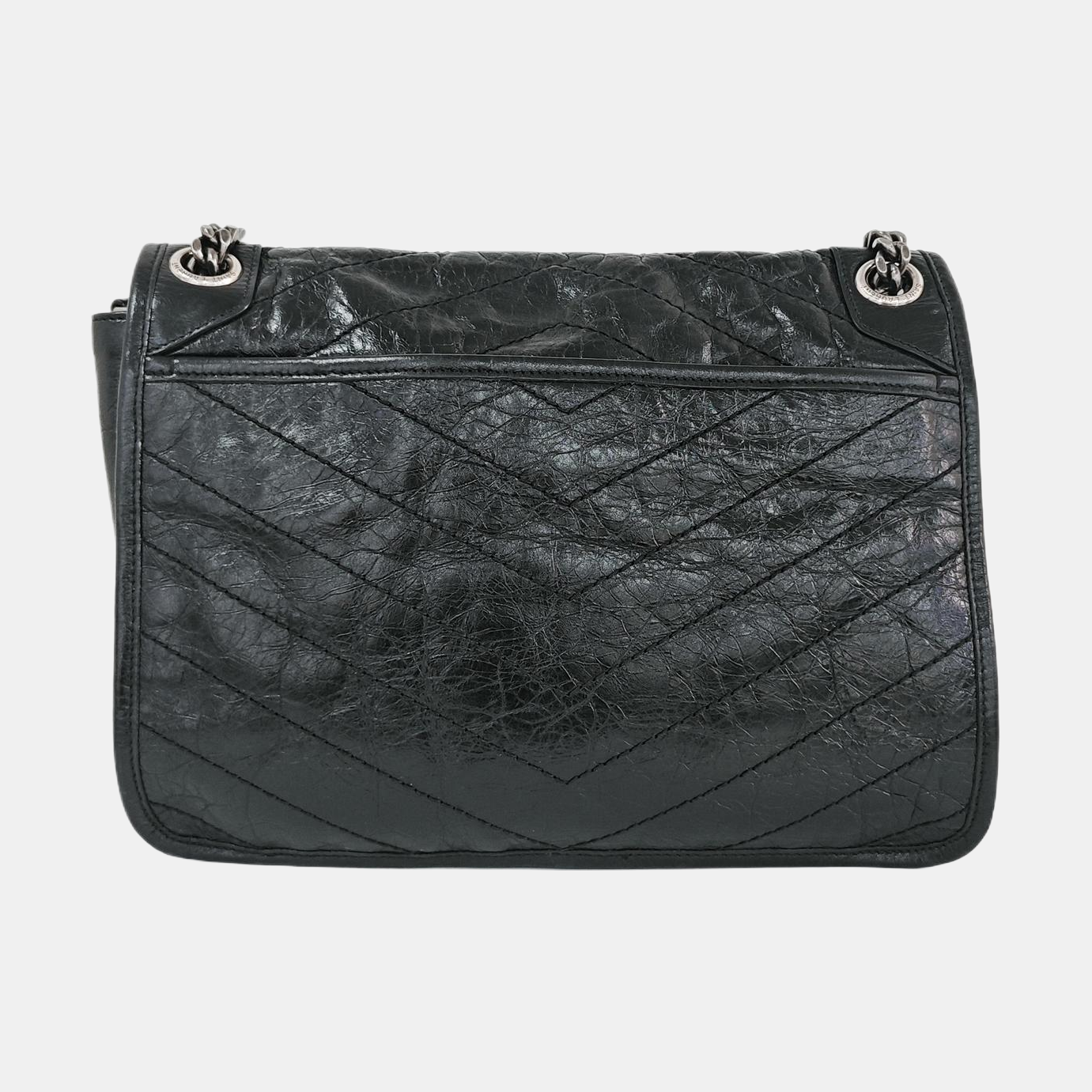 NIKI Medium Chevron Calfskin Black