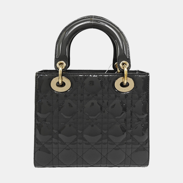 Lady Dior Small Cannage Patent Leather Gray